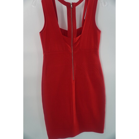ARMANI EXCHANGE Red Sleeveless Bandage Bodycon Cutout Back Zipper Dress Sz M - Picture 10 of 10